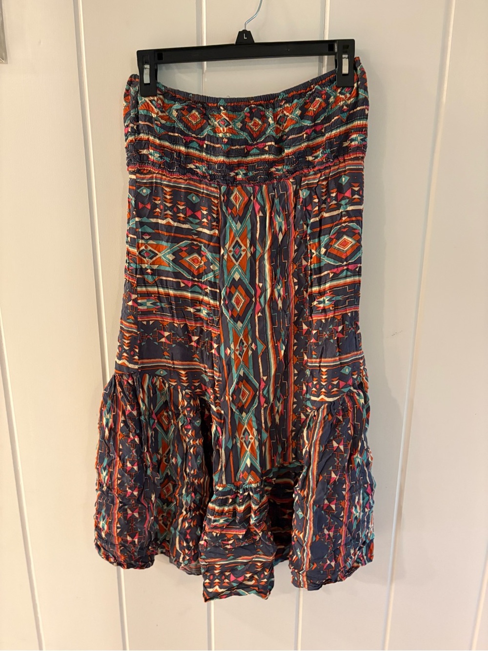 Boho Printed peasant Elastic-Waist Midi Skirt - Multi